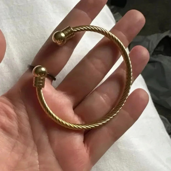 Anthropologie Ball 18K Gold Stainless Steel Waterproof Cuff Bracelet - Picture 5 of 8